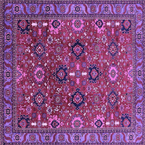 Ahgly Company Indoor Square Oriental Purple Industrial Area Rugs, 4' Square