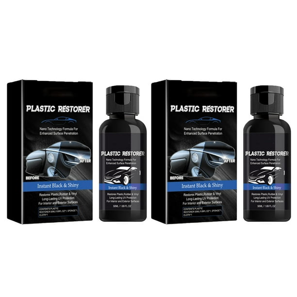 Restaurador de plástico para coche negro (50 ml),agente de recubrimiento revitalizante que restaura y protege el plástico negro y previene el envejecimiento por secado