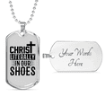 thumbnail image 4 of Christ dans Nos Chaussures Collier en Acier Inoxydable Ou or 18 Carats Chien Tag 24" Chaîne, 4 of 8