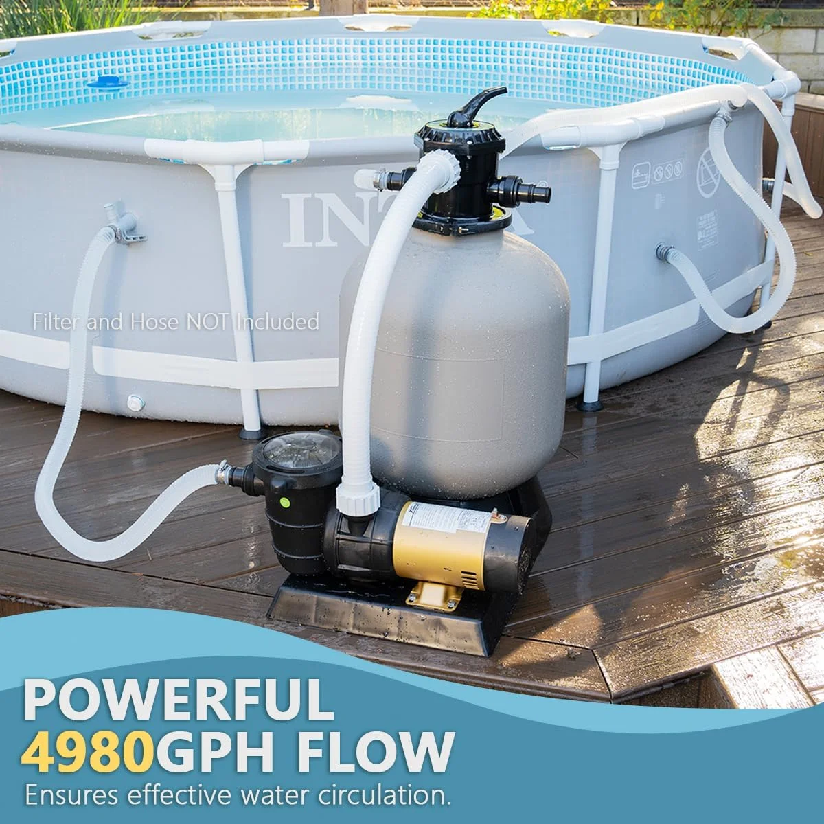 XtremepowerUS 1.5HP Above Ground Pool Pump, Dual Speed, Energy Efficient, High Flow, Large Basket