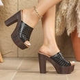 thumbnail image 4 of SACFOF Women Platform Chunky Heel Sandals Braided Open Toe Slip On Wide Band Wooden Block Mules Daily Wear Shoes, 4 of 6