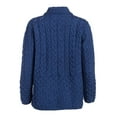 thumbnail image 3 of SAOL Aran Button Up Irish 100% Premium Merino Wool Cardigan Sweater for Women | Honeycomb Cable Knit Blue Jacket Made in Ireland, 3 of 3