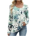 thumbnail image 4 of cocolona Womens Long Sleeve Shirts Asymmetrical Neck Button Tops Dressy Casual Floral Print Blouses Fall Clothes, 4 of 7