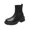 Black, variant on Low Heel Ankle Boots With Knit Elastic Cuff Round Toe Patchwork Pu Upper Women Casual Boots Us 7 Size