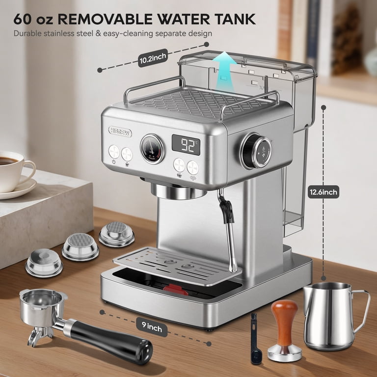 HiBREW 58mm Espresso Machine H10A, 20 Bar Coffee Maker with PID