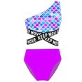 thumbnail image 1 of YONGHS Kids Girls 2PCS Bikini Sets Swimsuit One Shoulder Floral Crop Top with Bottoms Swimwear Purple Fish Scales 14, 1 of 6