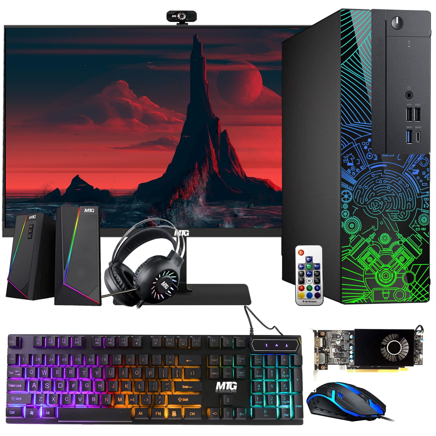 Restored Lumos 8 Gaming Desktop PC,Intel Core i7 7th Gen,16GB RAM,512GB SSD,AMD RX 550 4GB GDDR5 Graphics Card,27 Inch 165hz Gaming Monitor,PCI-E Bluetooth|Wi-Fi,RGB Kit,Windows 11 Pro