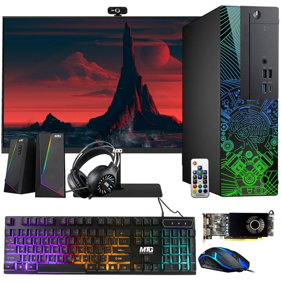 Restored Lumos 8 Gaming Desktop PC,Intel Core i7 7th Gen,16GB RAM,2TB HDD,AMD RX 550 4GB GDDR5 Graphics Card,27 Inch 165hz Gaming Monitor,PCI-E Bluetooth|Wi-Fi,RGB Kit,Windows 11 Pro