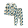 thumbnail image 1 of Fotbe Vintage Blue Flowers Conjunto de Pijama de Manga Larga para Mujer con Estampado, Ropa de Dormir de 2 Piezas, Conjunto de Casa Suave y Cómodo con Bolsillos-Small, 1 of 7