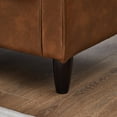 thumbnail image 3 of Leumius 74.5"W 3-Seater Sofa Loveseat Sofa Faux Leather Breathable Upholstered Sofa Couch with Solid Wood Legs for Living Room, Apartment & Office,Brown, 3 of 8