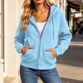thumbnail image 6 of Ghalytn Women's Oversized Full Zip Drawstring Hooded Fleece Jacket, Rib Cuff Relaxed Waist Hem Pullover with Pocket, 6 of 8