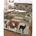 thumbnail image 3 of Quilts Twin Size Bedding Set, Farmhouse Buffalo Plaid Lightweight Quilted Comforter, Beige Cabin Elk Forest Soft Reversible Bedspread Coverlet with Pillow Covers for All Season, 68" x 86", 3 of 7