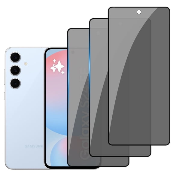 3-PACK Privacy Screen Protector Compatible with Samsung Galaxy S24 FE,Anti Spy Black Tempered Glass Protective Film for Samsung S24 FE [Easy Installation] [Bubble Free] [Case Friendly]