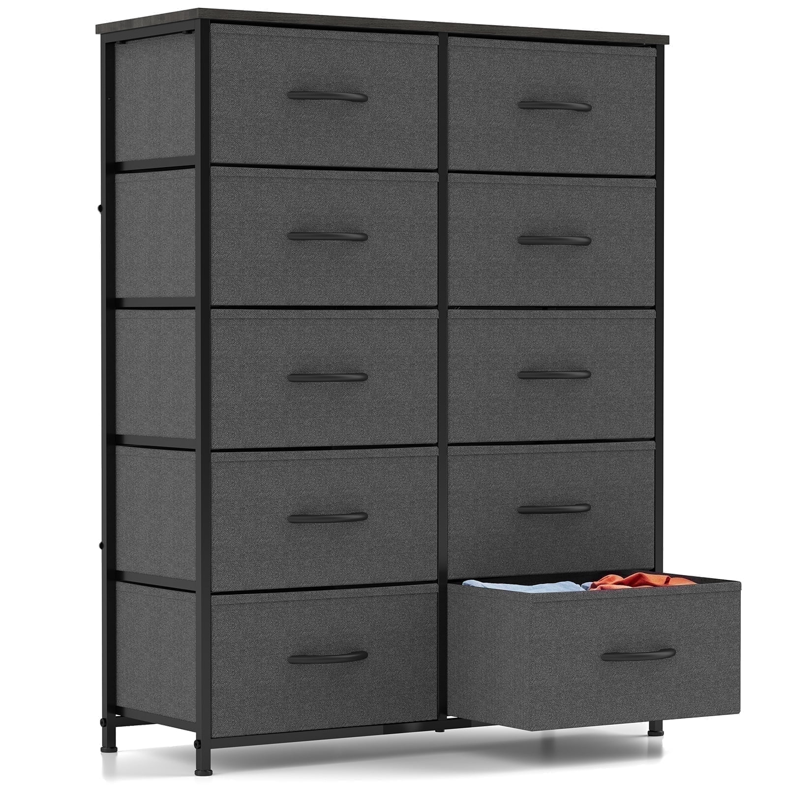 CONCETTA 10-Drawer Fabric Dresser Storage Chest for Bedroom, Closet, Entryway, Storage Furniture for Adults, Gray