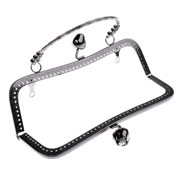 Bolso de metal con Marco beso cerradura y mango artesanía DIY 20cm negro Sunnimix