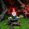 thumbnail image 2 of Less Than 5 Desktop Ornament Garden Gnome Statue Outdoor Figurine Hand Painted Decoration Riding Turtle, 2 of 7