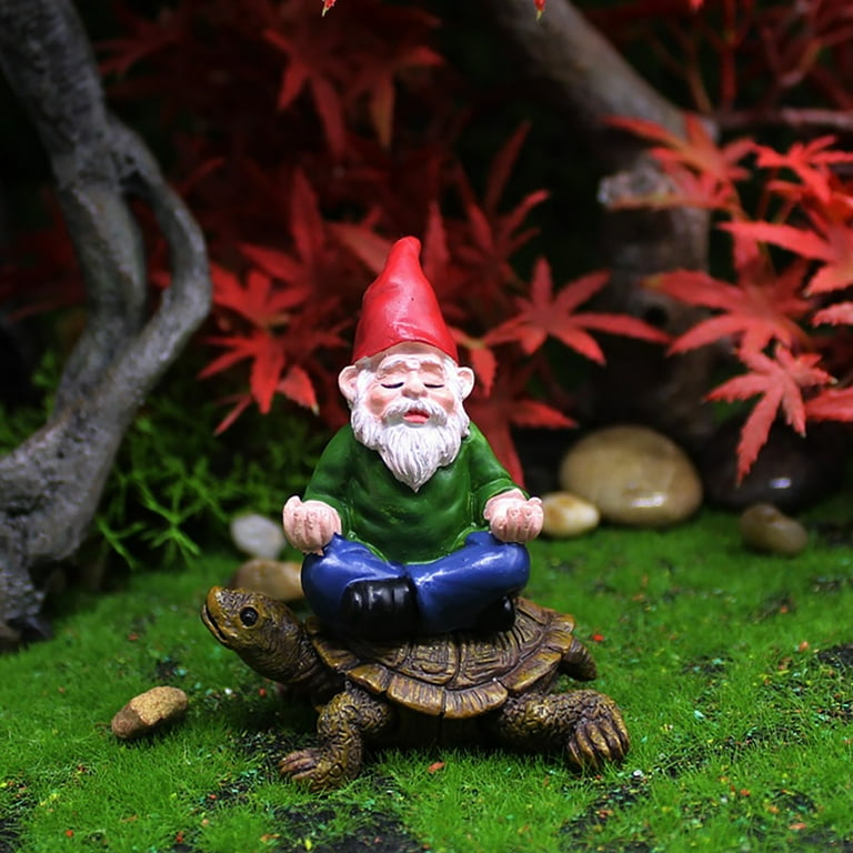 Garden Gnome authentic Resin Turtle with Mini Garden Gnome Wizards Riding , Garden decor , Outdoor decor