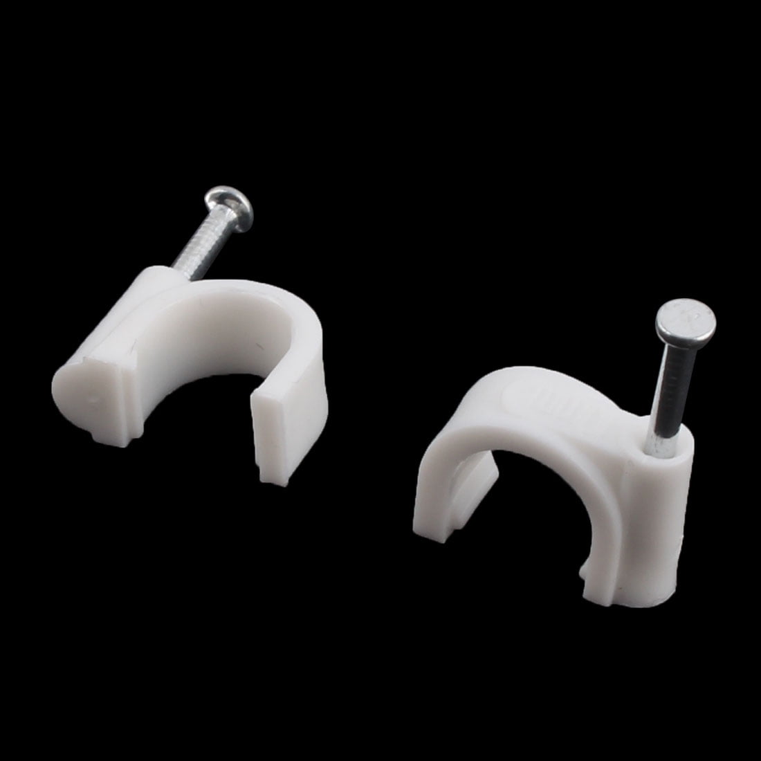 Plastic Cable Wire Tubing Pipe C Clamps Nail Clips White 8mm Dia 100pcs