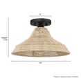 thumbnail image 6 of Hunter - Agoura 1-light Matte Black, Large Flush Mount Light, Dimmable, Casual Style, Cone Shaped, for Bedrooms, Dining, Living Rooms - 48082, 6 of 7