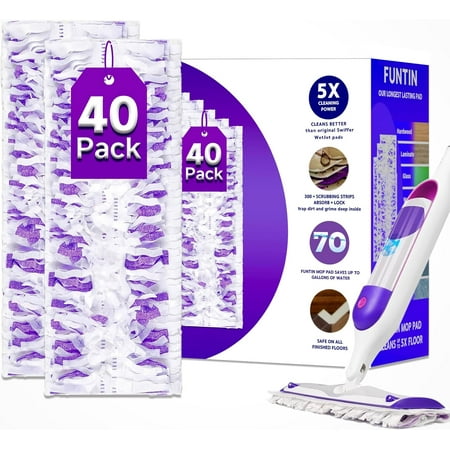 Power Mop Pads for PowerMop, Unscented Disposable Refills, Thickened Multi-Surface Replacement Mopping Pad, Dry & Wet Use Floor Cleaning (40 Packs)
