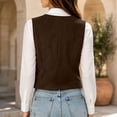 thumbnail image 5 of QIYAGBSA V Neck Button Up Vests for Women Sleeveless Fitted Waistcoat Layering Tops with Welt Pockets for Office Work Dressy Casual Fall, 5 of 9