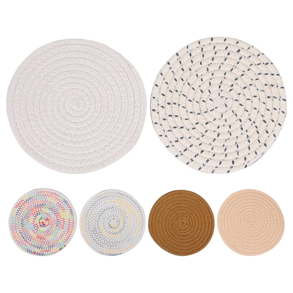 BERTDOMD 6-Pack Cotton Round Placemats Set for Dining Table, Decorative and Place Mats for Home Kitchen