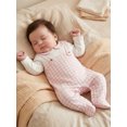 thumbnail image 4 of BemeyourBBs Preemie Newborn Girl Spring Summer Fall Winter Clothes 0 3 6 Months Footed Romper Plaid Fake Two-Piece Long Sleeve Doll Collar Footie Jumpsuit, 4 of 9