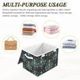thumbnail image 6 of Yayeee Collapsible Cube Storage Bin with Lid Fabric Closet Decorative Basket with Handles, Gold Peacock Pattern, 6 of 7