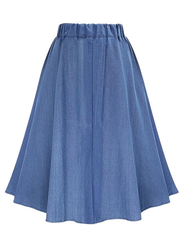 a line denim skirt midi