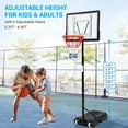 thumbnail image 4 of Ourlova Portable Basketball Backboard Hoop Net Set, Height Adjustable Basketball Hoop & Stand with Shatterproof Backboard, Rebounder & Wheels, 4 of 7