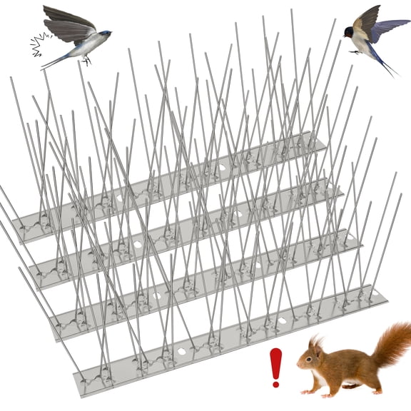QianRuiDa Stainless Steel Anti-Bird Spikes with Solid Base - Protection Against Pigeons, Seagulls, Crows, Easy Installation for Roofs, Balconies, Walls, Weather-Resistant, 9.8ft