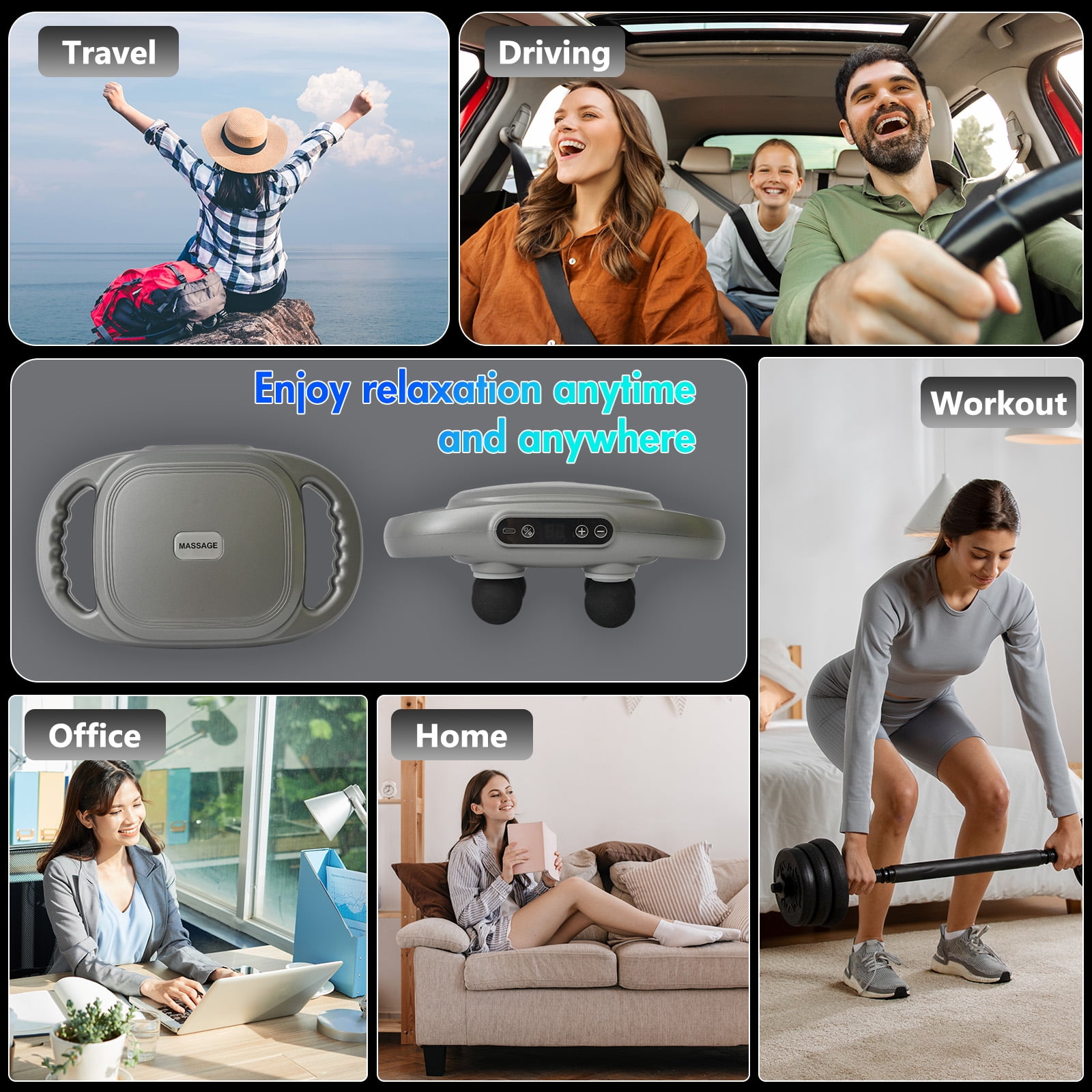 6 Head Massage Gun, 9 speeds & 3 Sets Massage Heads for deep muscle relief on your back, legs, arms, A perfect gift for family & friends.