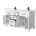thumbnail image 2 of Beckett 60" White Double Vanity & Giotto Quartz Top (1-Hole) & Black Trim, 2 of 5