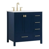 Elegant Decor Irene 32" Solid Wood and Stone Single Bathroom Vanity in Blue
