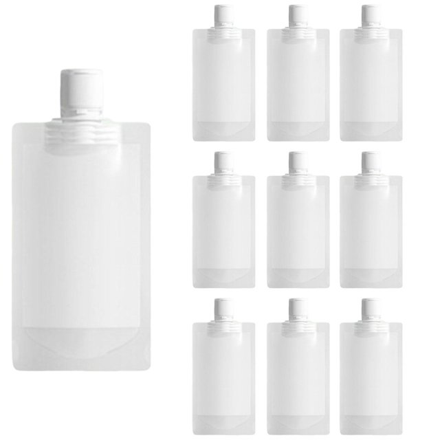 10pcs 100MLPortable Viajes Fluidos Maquillaje Bolsa de embalaje Tapa abatible Botellas vacías Contenedor