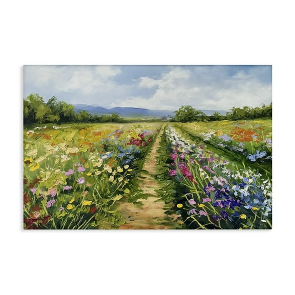 Stupell Industries Bright Hued Wildflower Path Landscape & Nature Painting Wrapped Canvas Art Print Wall Art, 24 x 16