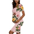thumbnail image 4 of yoeyez Robes de Maternité pour Femmes pour Mariage à Manches Courtes à Encolure en U Robe Imprimée Grande Taille Robe de Grossesse Extensible Robes de Maternité en Liquidation Multicolore,m, 4 of 6