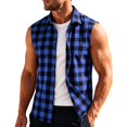 thumbnail image 5 of Atkumj Plaid Vest for Men Versatile Turn Down Collar Button Up Vest Fashion Loose Color Block Sleeveless Shirts for Men for Relaxed Daily Outfit L, 5 of 8