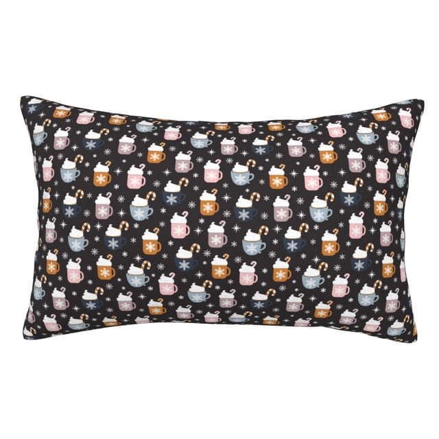 Fotbe Snowflake Cream Hot Cocoa Funda de Almohada Decorativa Estilo Occidental, Lujo en Algodón, Fundas para Almohadas King, Cojín Estampado para Decoración del Hogar-14"x20"