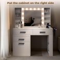 thumbnail image 6 of 57" Makeup Vanity Desk with Mirror and Lights, 24”×19“ Mirror, Convertible Modern Large Dresser Featuring Power Outlet and 3 Drawers, 8 Shelves and 1 Large Cabinet for Bedroom, 6 of 9
