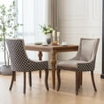 thumbnail image 2 of PORKISS Dining Chairs Set of 2, Thickened Fabric Chairs with Solid Wood Legs, Modern Upholstered Dining Chairs, Beige and Patterned, 2 of 12