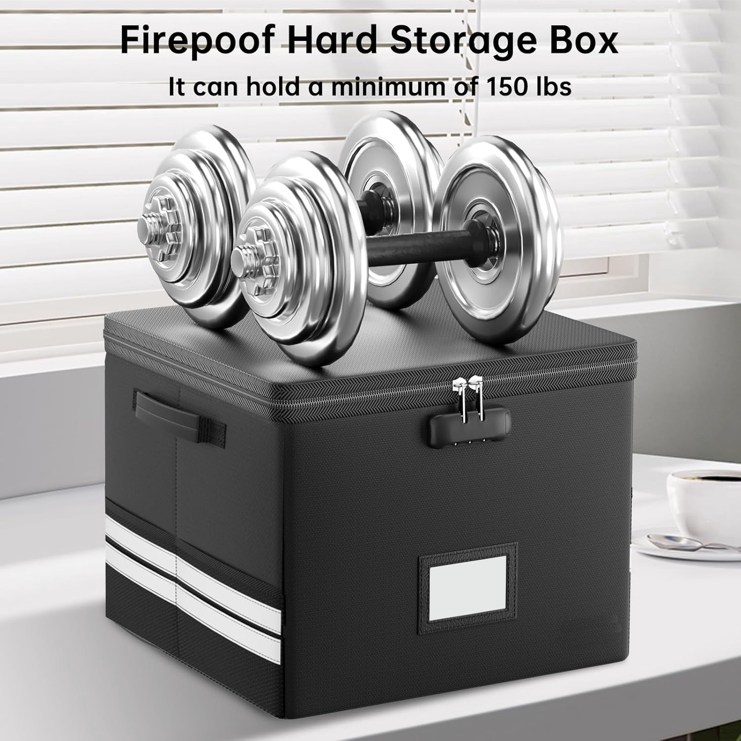 Fireproof Document Box,Blacksmith 13 inch Fireproof Safe Box for File Documents with Lock and Pocket,Fireproof File Box for Important Documents,Passports,Laptop,Black