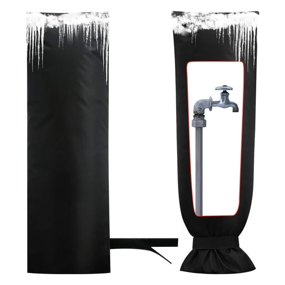 Outdoor Faucet Covers for Winter, 7.8 x 19.7in Hose Bib Covers for Winter, Sprinkler Freeze Protector Reusable Thicker Waterproof Insulated Spigot Cover, Yard Antifreeze Long Water Socks, Black