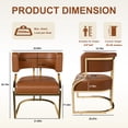 thumbnail image 4 of Set of 2 Brown PU Dining Chairs With Gold Iron Frame for Dining Room, 4 of 8
