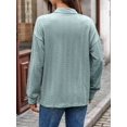 thumbnail image 5 of Women'S 2025 Autumn and Winter Solid Color Pullover Sweater Loose Lapel Long Sleeve Top Dark Green S, 5 of 9