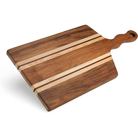 

Walnut Cutting Board for Kitchen with Handle Serving Tray Bread Tray Crackers Platter Cheese Board Chopping Board for Meat Knife Friendly The Lamia(24x11x0.75 inch)