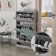 thumbnail image 4 of KULAGAGA Shoe Cabinet Entryway, Shoe Storage Organizer with 3 Compartments, Gray, 4 of 7