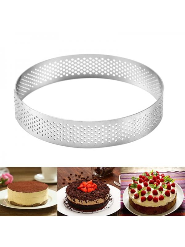 Topumt Straight Edge Perforated Stainless Steel TartRing Round Mousse