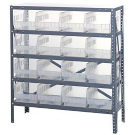 5 Shelf Open Unit With 16 Bins Clear