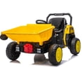 thumbnail image 2 of 24 Volt Ride on Toys, Joyracer Electric Ride on Dump Truck with Remote, Metal Frame, Bluetooth, Dump Bed, Shovel, Yellow-B, 2 of 11